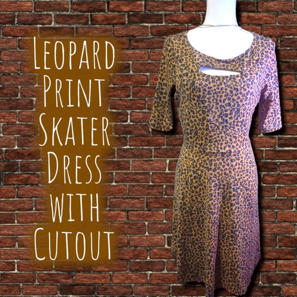 Leopard Print Skater Dress w'Cut Out - Picture 10 of 10